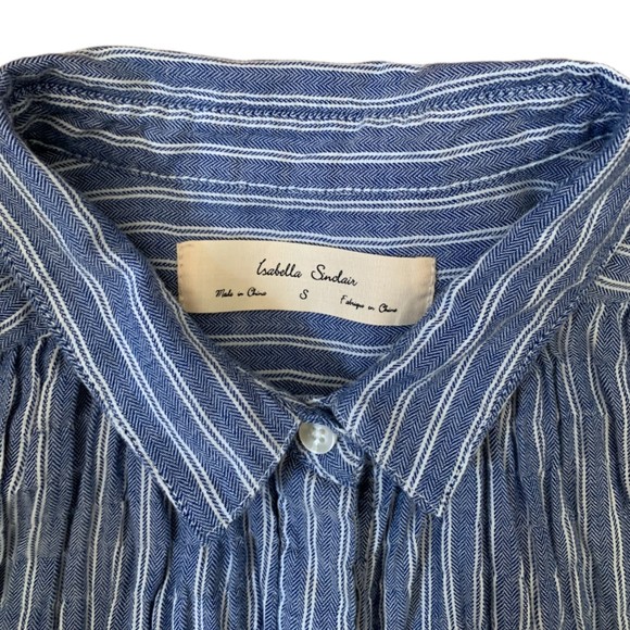 Isabella Sinclair Women's Blue Striped Fit & Flare Dress Tie Waist Size Small - Picture 6 of 11